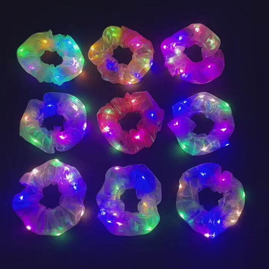 LED Luminous Scrunchies Hairband Women Glowing Elastic Hair Tie Hair Rope Girl Glow in the Dark Party Supplies Hair Accessory