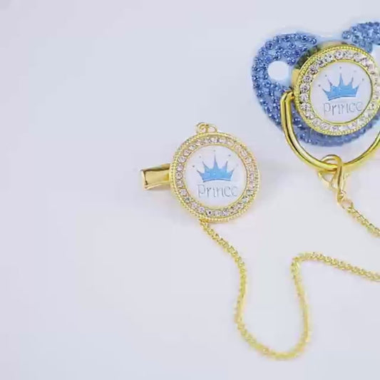Luxury Crown Pacifier Clip Chain Set Baby Shower Gift Silicone Newborn Dummy Bpa Free Toddler Teether Zircon Baby Soother Nipple