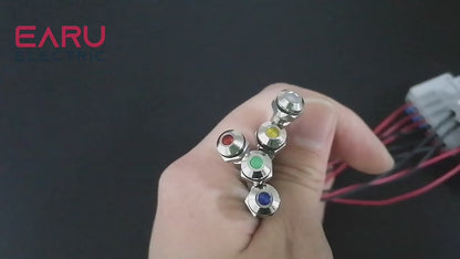 1PC IP65 6mm LED Waterproof Metal Indicator Light Signal Lamp With Wire 5V 12V 24V 220V Red/Yellow/Blue/Green/White Metal Button