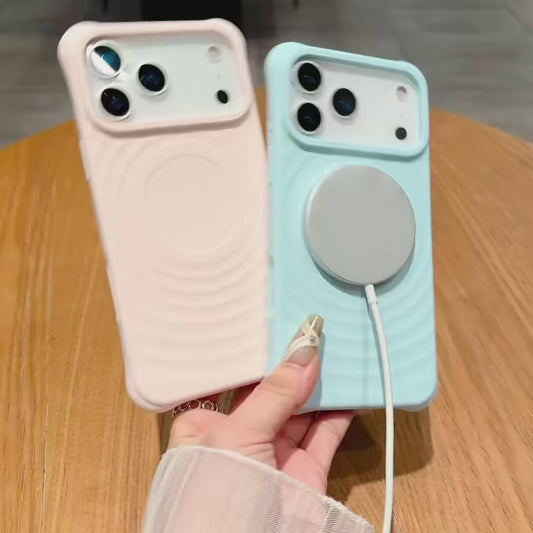 Shockproof Water Ripple Magnet Case For iPhone 17 Air 16 15 14 13 Pro Max Plus For Magsafe Candy Silicon Protective Velvet Funda