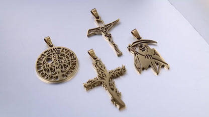 100% Stainless Steel Christian Jesus Cross Pendants Religion Cross Tree of Life Charms For Jewelry Prayer Baptism Gifts