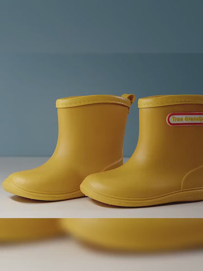 Kids Rain Boots Girls Boys Rainboots Anti-Slip Children Baby Rain Shoes PVC Waterproof Mid-Calf Water Shoes Soft Rubber