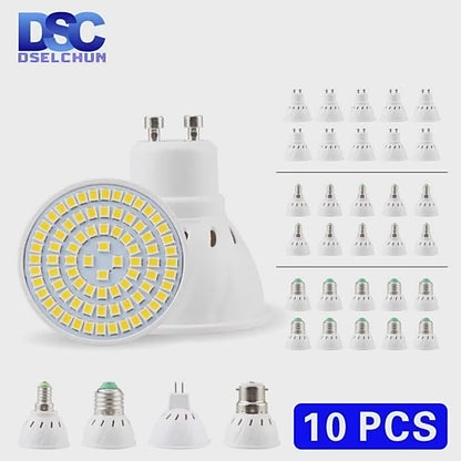 10pcs Lampada LED Spotlight Bulb E27 E14 MR16 GU10 B22 220V Bombillas LED Lamp 48 60 80 LED 2835 SMD Lampara Spot Light 3w 4w 5w