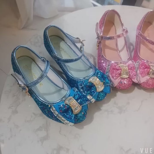Classic Bow Girl PU Leather Shoes For Girls Party Dance Children Kids Shoes 3-14 Years Princess High Heels Child Wedding Shoes