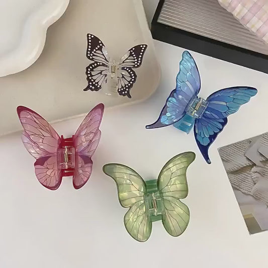 DS New Sweet Simulated Butterfly Hair Claw 9.2CM Large Butterfly Acrylic Claw Clips Trendy Hair Clips Hair Accessories for Women