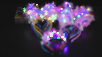 10/20/30 pcs Led Glow Cat Bunny Ear Horn Hairbands Light Up Flash Headband Women Girl LED Neon Birthday Wedding Party Supplies