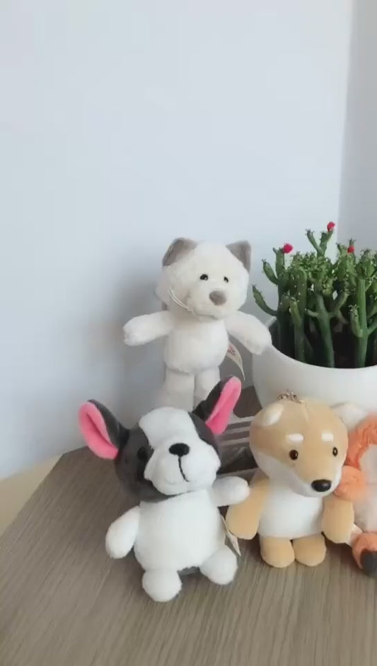 Cute Cartoon Animal Plush Keychain 15cm Turtle Elephant Tiger Lion Hippo Raccoon Bulldog Cat Penguin Monkey Plush Toy