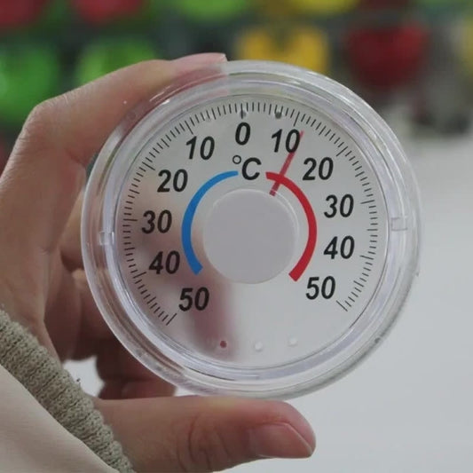 Round Plastic Outdoor Indoor Door Window Thermometer with Pointer - Humidity Temperature Measurement Tool Hygrometer Home Garden