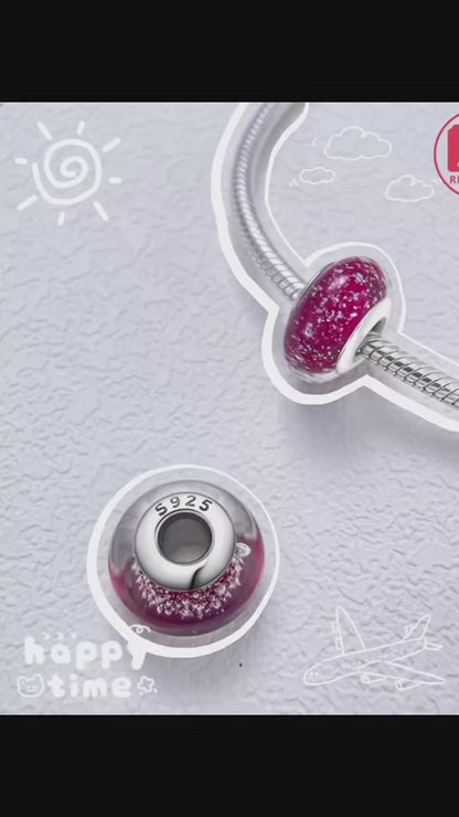 Charm Sterling Silver 925 Colorful Luminous Beads Murano Glass Series Fit Original Bracelet for Women Jewelry DIY Fine Gift