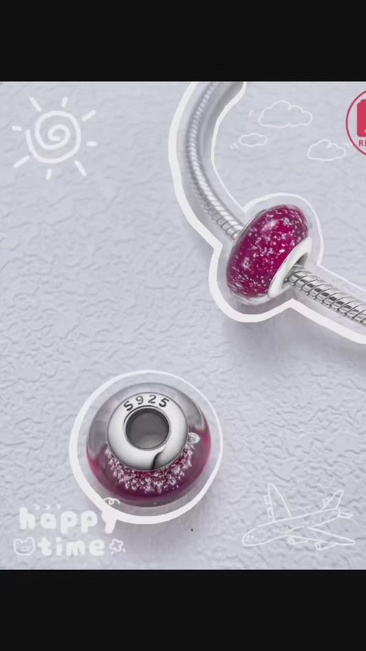 Charm Sterling Silver 925 Colorful Luminous Beads Murano Glass Series Fit Original Bracelet for Women Jewelry DIY Fine Gift